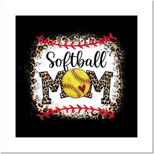 Softball Mom Leopard Funny Baseball Mom Mother's Day 2022 Shirt Wall Art by WoowyStore